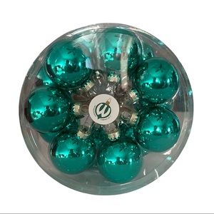 Whitehurst Glass Turquoise Shiny Ornament 2” Christmas Set Of 14